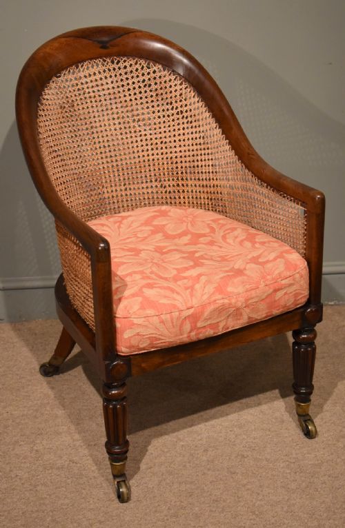 A Good Regency Period Rosewood Caned Bergere Armchair 
