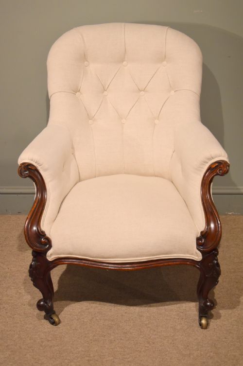 A Mid 19th Century Victorian Mahogany Button Back Armchair