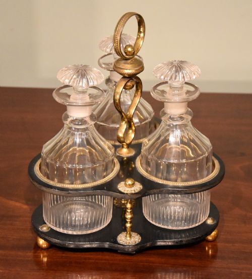 Regency Papier Mache and Brass Decanter