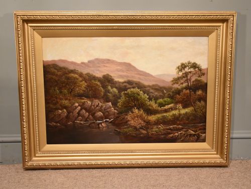 "A Welsh Riverscape" Oil by Thomas Spinks