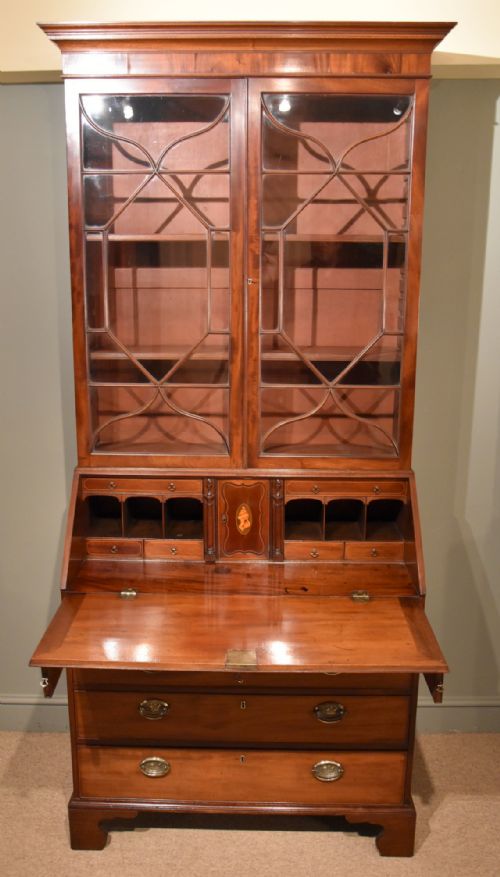 George III Mahogany Bureau Bookcase