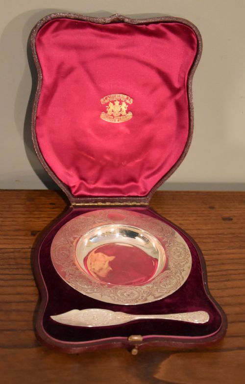 Silver Butter Dish and Knife