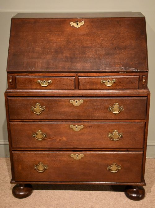 Early Queene Anne Two Part Oak Bureau