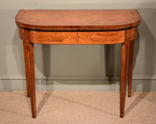 A Fine Late 18th Century Satinwood D Shaped Card Table