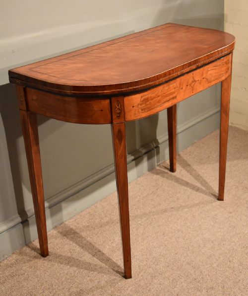 fig 1. A Fine Late 18th Century Satinwood D shaped Card Table