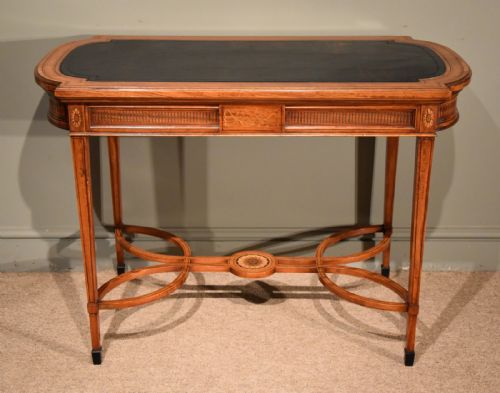 A Fine Late 19th Century Satinwood Inlaid Writing Table