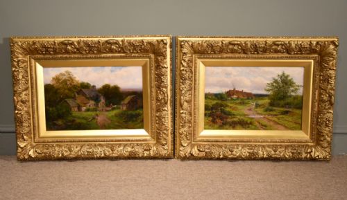 "Welsh Homestead" and "Springtime" Oils by William Elleby