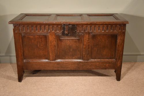 Late 17th Century Three Panelled Oak Coffer
