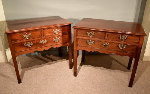 Matched Pair of Mahogany George III Side/lowboys