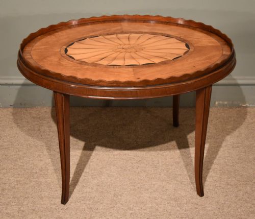 A Fine George III Satinwood and Kingswood Oval Tray on Stand