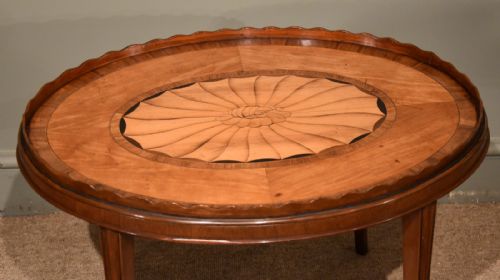fig 1. A Fine George III Satinwood and Kingswood Oval Tray on Stand
