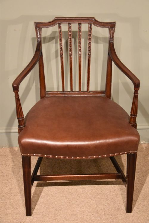 A Good George III Mahogany Sheraton Period Armchair