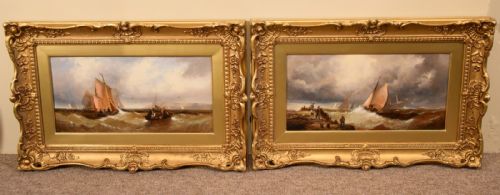 "A Breezy Day Off the Coast" a Pair Oils by William Thornley