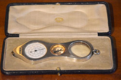 Unusual Silver Compass Magnifying Glass and Opisometer