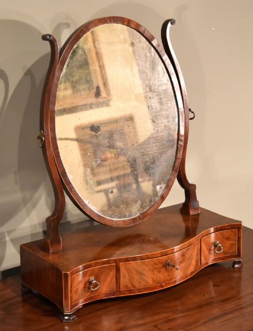 A Hepplewhite Design 18th Century Mahogany Oval Dressing Mirror