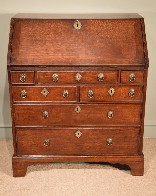 A Handsome Early George III Oak Country Bureau