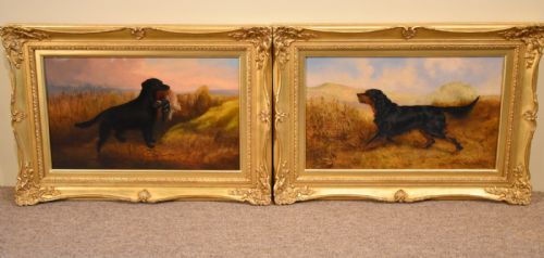 "Gun Dogs" Pair Oils by Robert Nightingale