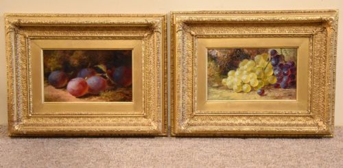 "Plums" and "Grapes" Pair Oils by Thomas Whittle