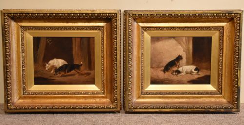 "Ratting" Pair Oils by Circle of James Ward