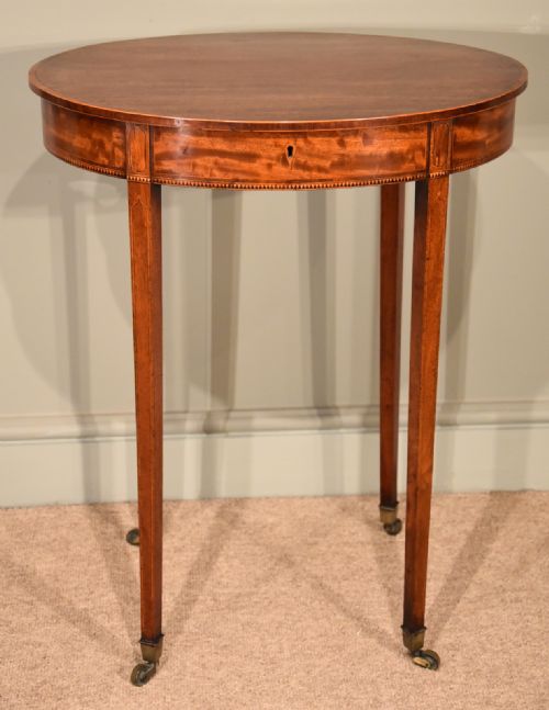 A Rare George III Oval Work/lamp Table Hepplewhite Design