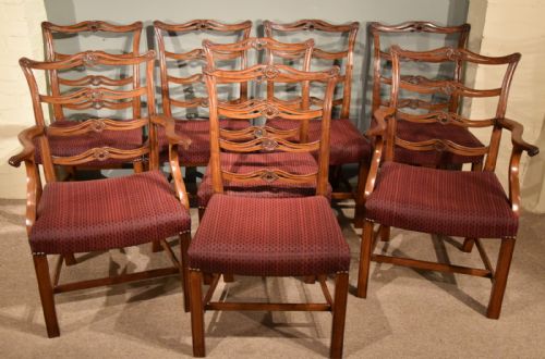 Set of 8 George III Period Mahogany Ladderback Dining Chairs