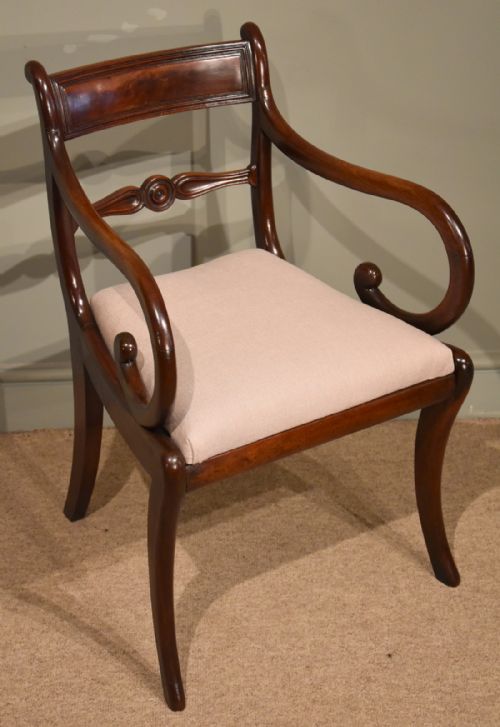 An Elegant Regency Mahogany Scroll Armchair