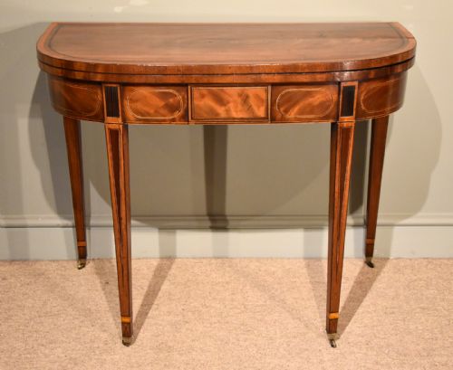 A Fine George III Mahogany Inlaid Scottish Card Table