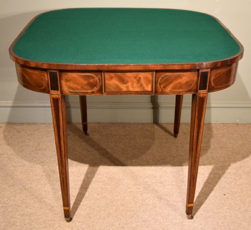 fig 1. A Fine George III Mahogany Inlaid Scottish Card Table