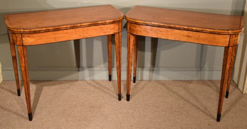A Fine Pair of Late 18th Century Satinwood Card Table