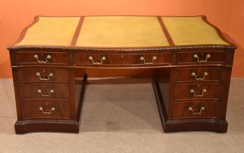 George III Style Mahogany Serpentine Partners Desk