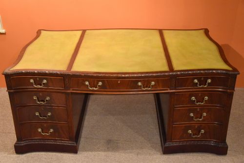 fig 1. George III Style Mahogany Serpentine Partners Desk
