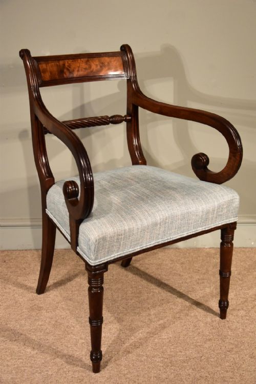 Regency Mahogany Rope Back Library Armchair