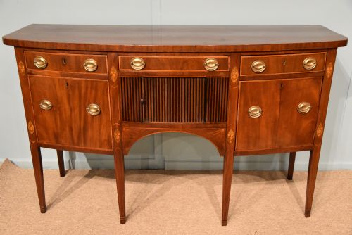 George III Mahogany Inlaid Bow Fronted Sideboard