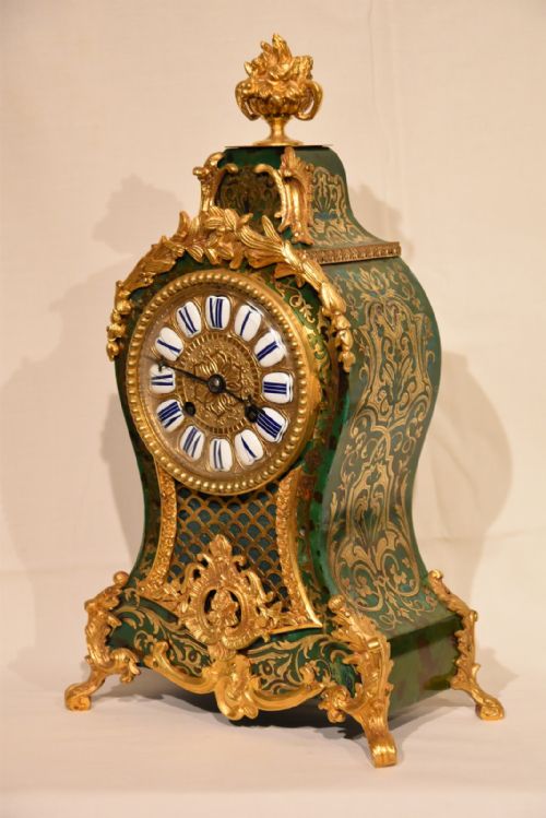 A French Green Boulle Mantel Clock