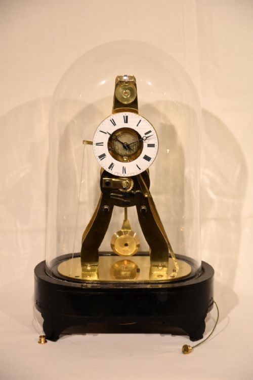A French Skeleton Timepiece Clock with Alarm
