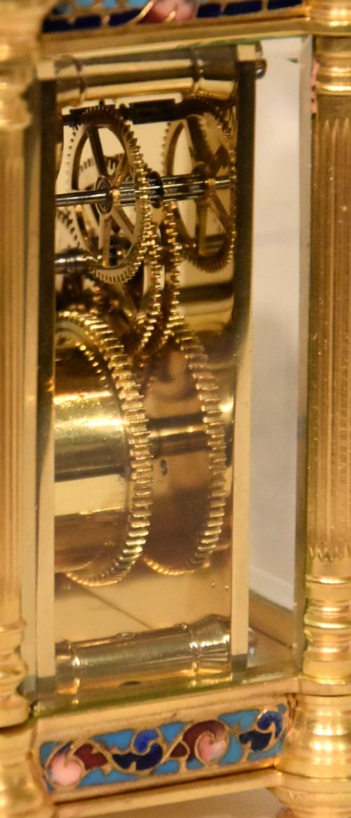 fig 1. A Champleve Enamel Carriage Timepiece Clock