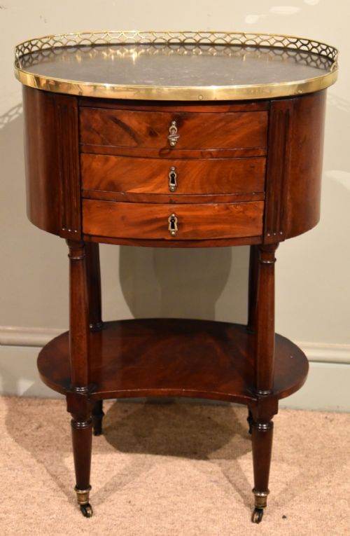 French Mahogany Marble Top Bedside Table