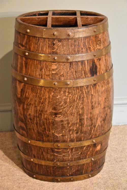 Edwardian Coppered Oak Stick  Stand