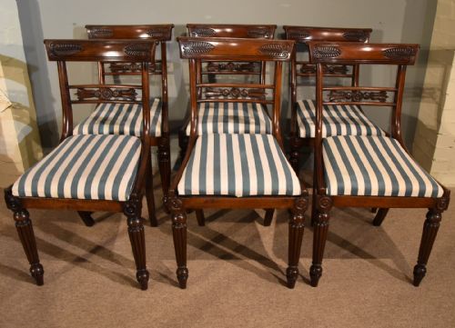 An Elegant Set of Six Regency Mahogany Dining Chairs
