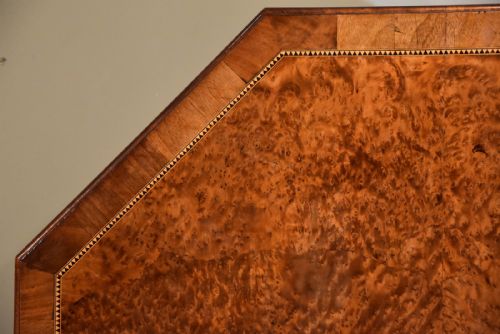 fig 1. Yew Wood Hexagonal Table Inlaid Stamped Gillows