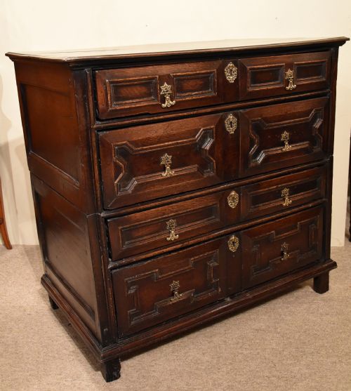 An Elegant Late 17th Century Oak Carved Chest of Drawers