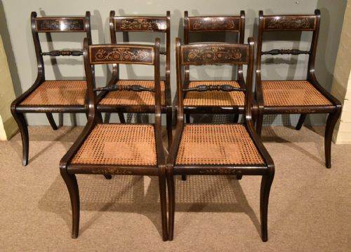 A Set of Six Pretty Painted Regency Dining Chairs