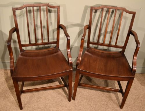 A Handsome Pair of Country Hepplewhite Mahogany Armchairs