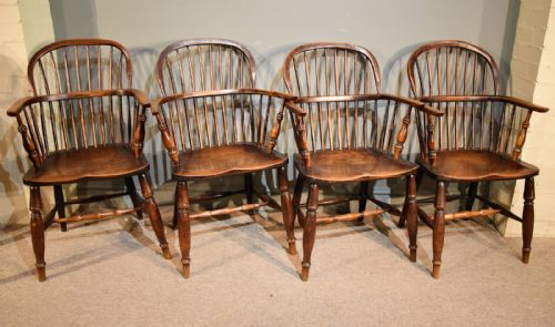 A Superb Set of Four Ash and Elm Windsor Chairs