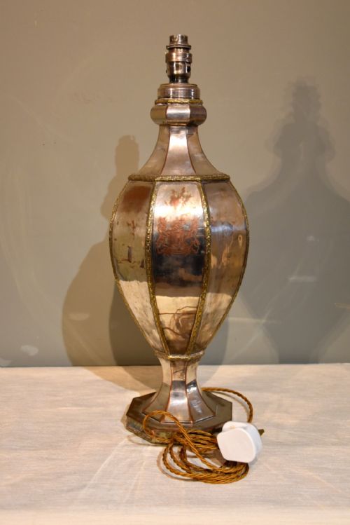 Stunning Silver on Copper 19th Century Urn Lamp