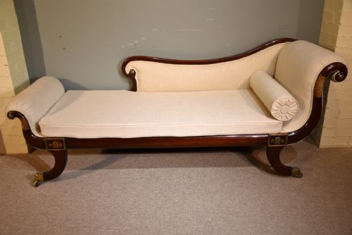 An Exceptional Regency Brass Decorated Chaise Longue