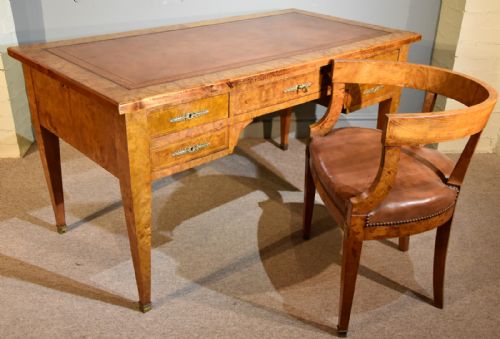 A Fine Quality French Burr Elm Desk and Chair