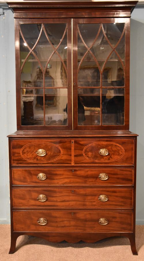 A Good Regency Mahogany Secretaire Bookcase