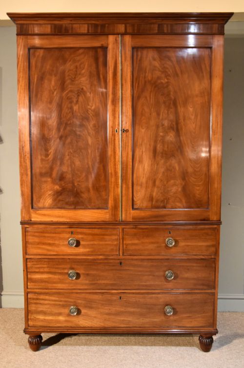 An Excellent Quality Regency Mahogany Linen Press