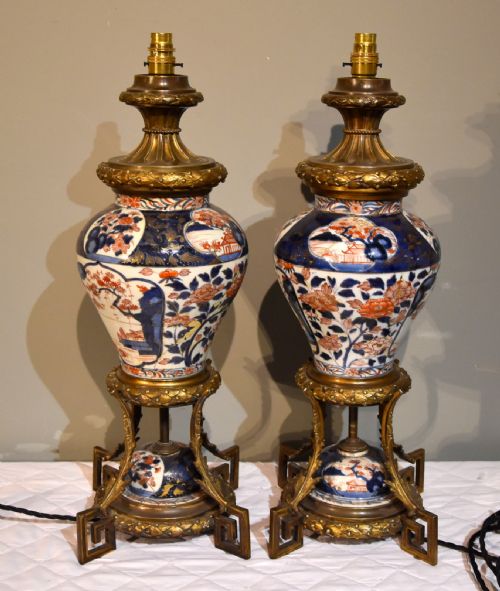 Pair of Restored 18th Imari Century Vases/lamps